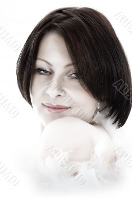 portrait of the brunette with blue eye