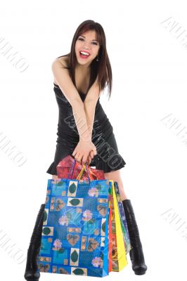 expressive woman shopping