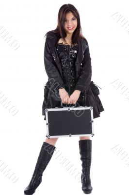 Beautiful woman with valise