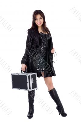 Beautiful woman with valise