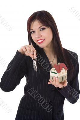 Business woman advertises real estate