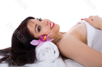 Attractive woman getting spa treatment