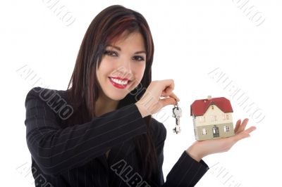 Business woman advertises real estate
