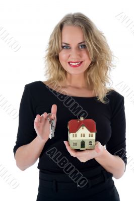 Business woman advertises real estate