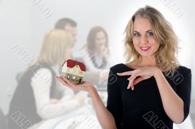 Business woman advertises real estate