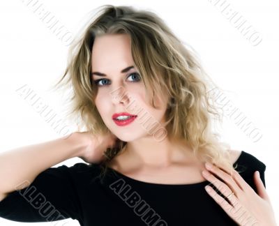 portrait of the blonde with blue eye