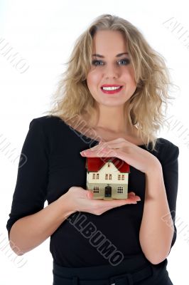 Business woman advertises real estate