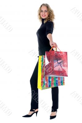 expressive woman shopping