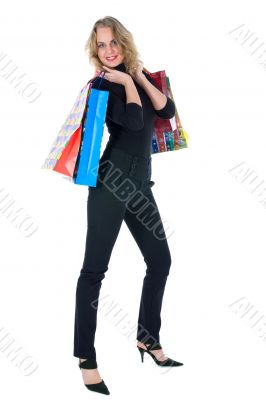 expressive woman shopping