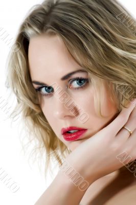 portrait of the blonde with blue eye