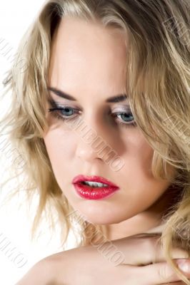 portrait of the blonde with blue eye