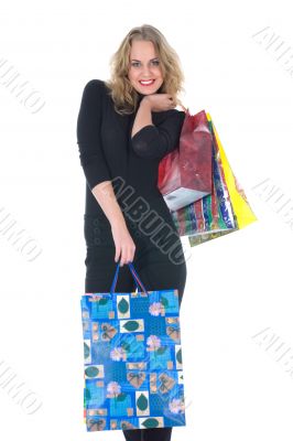 expressive woman shopping