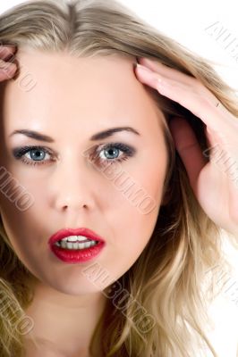 portrait of the blonde with blue eye