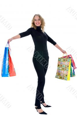 expressive woman shopping