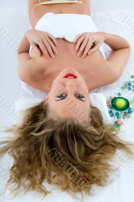 Attractive woman getting spa treatment