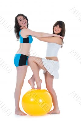 Girls practicing fitness