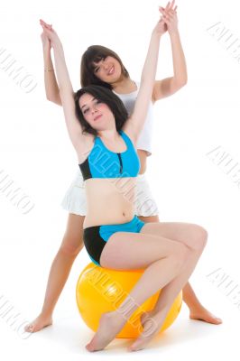 Girls practicing fitness