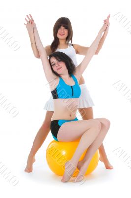 Girls practicing fitness