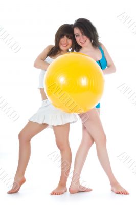 Girls practicing fitness