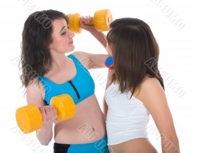 Girls practicing fitness