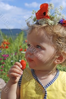 girl eating strawberries