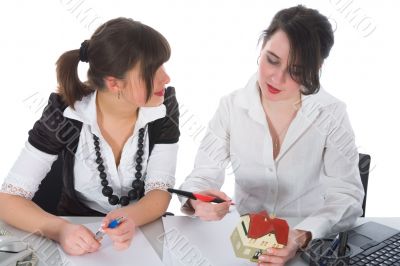 Business woman advertises real estate