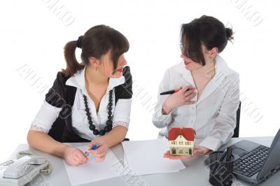 Business woman advertises real estate