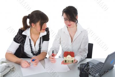 Business woman advertises real estate