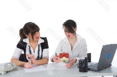 Business woman advertises real estate