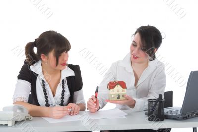 Business woman advertises real estate