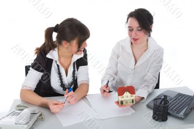 Business woman advertises real estate