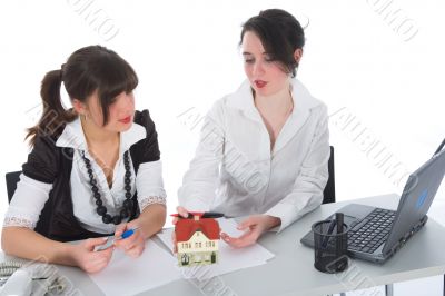 Business woman advertises real estate