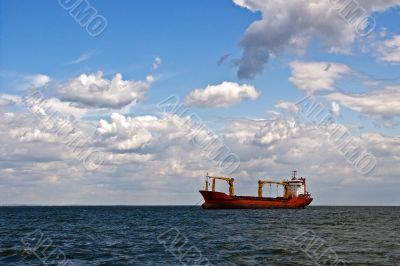 Tanker ship in open sea