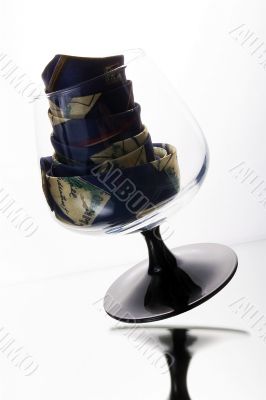 Cognac glass and tie inside