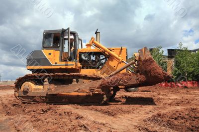 The heavy building bulldozer