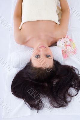Attractive woman getting spa treatment