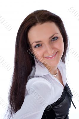 portrait of the brunette with blue eye