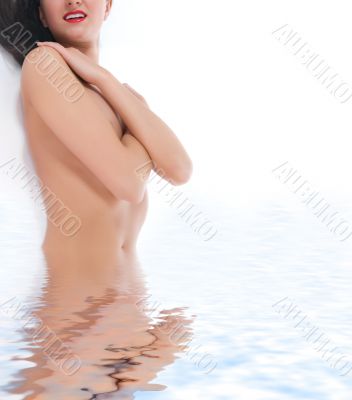 portrait of the brunette with blue eye