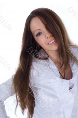 portrait of the brunette with blue eye