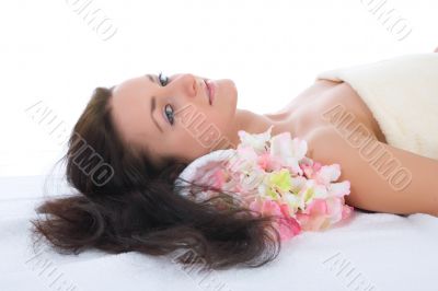 Attractive woman getting spa treatment