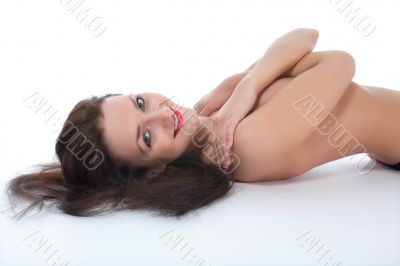 portrait of the brunette with blue eye
