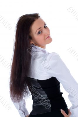 portrait of the brunette with blue eye