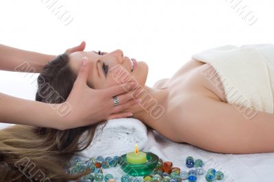 Attractive woman getting spa treatment