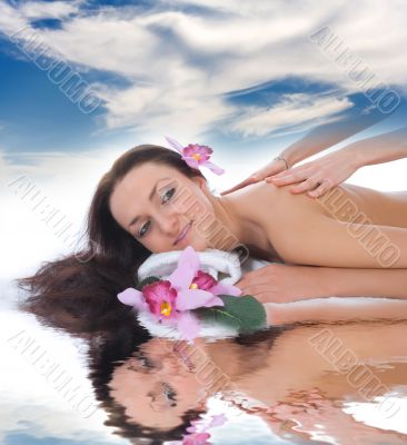 Attractive woman getting spa treatment
