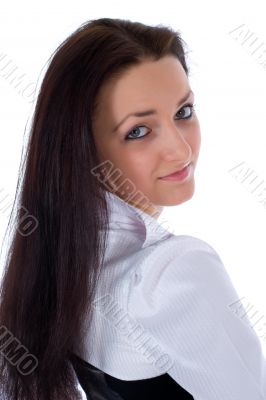 portrait of the brunette with blue eye