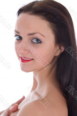 portrait of the brunette with blue eye