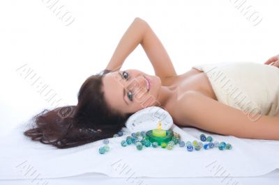 Attractive woman getting spa treatment