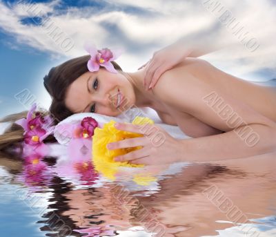 Attractive woman getting spa treatment