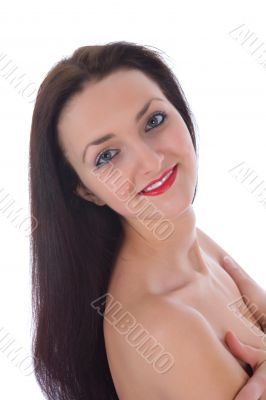 portrait of the brunette with blue eye