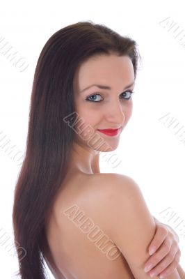 portrait of the brunette with blue eye